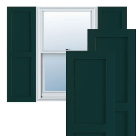 True Fit PVC Two Equal Flat Panel Shutters, Thermal Green, 15W X 70H